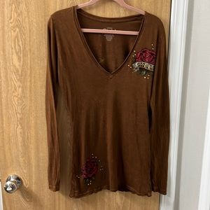 Sinful Starry Night Long Sleeve T-Shirt, size Large